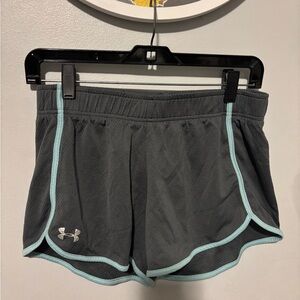 Under Armour Gray Athletic Shorts with Mint Trim
